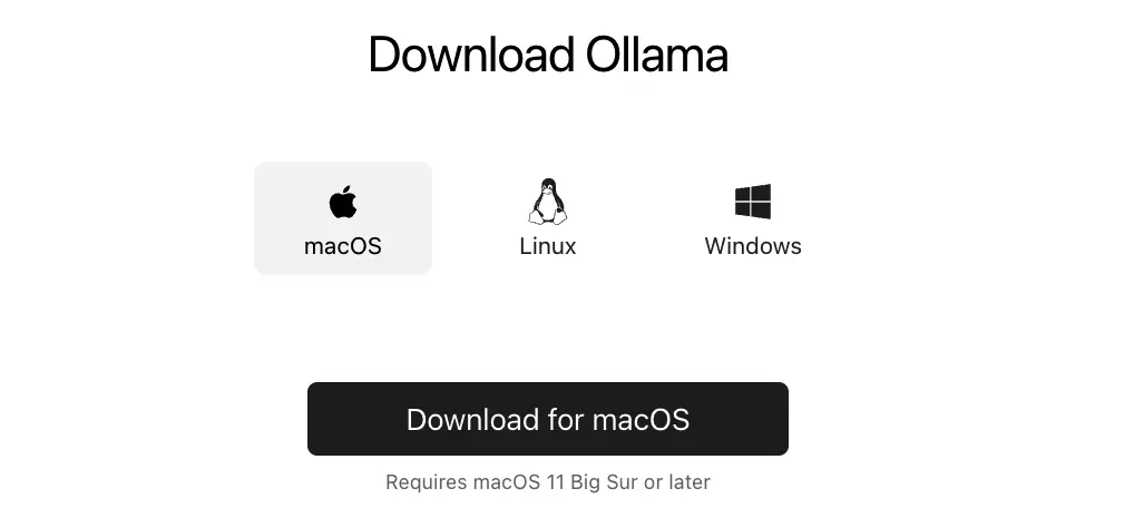 Ollama Download Page Screenshot